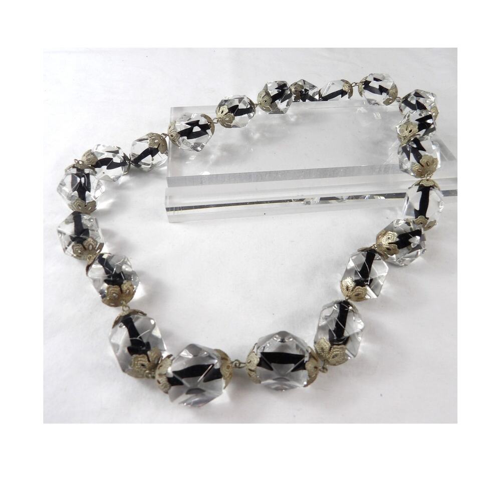 Vintage 1950's Crystal Lucite Bead Necklace